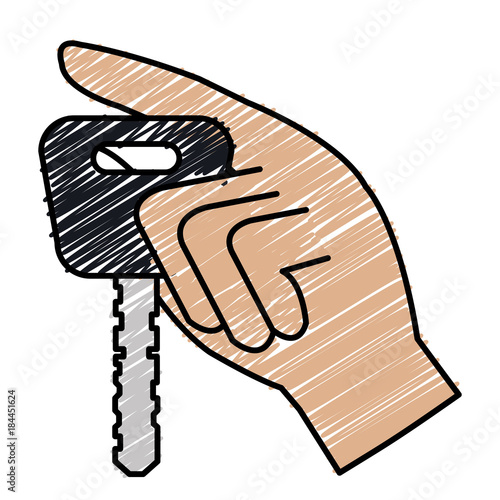 hand with car key isolated icon
