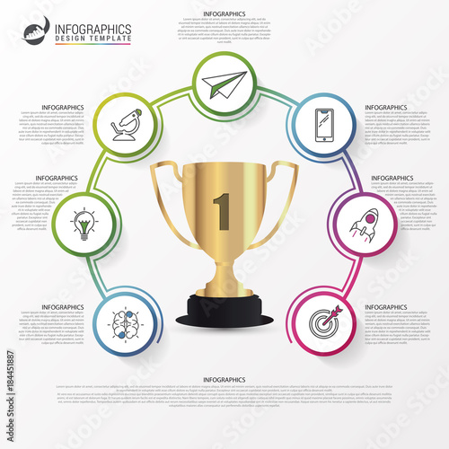 Infographic design template. Success concept with trophy