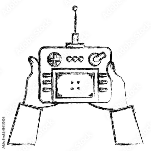 user hand with drone remote control