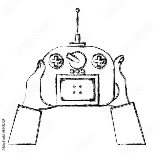 user hand with drone remote control