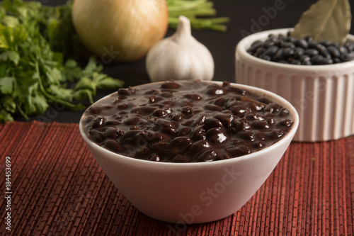 Cooked Black Beans in a bowl photo