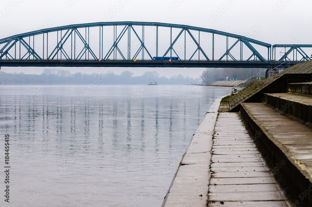 Torun, Poland, Pilsudski's road Bridge on Vistula River
