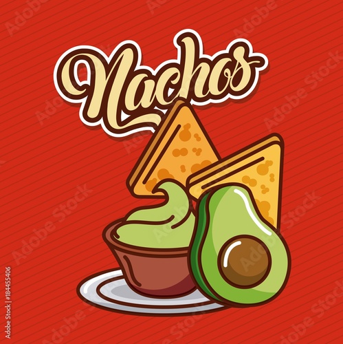 nachos avicado and guacamole mexican food vector illustration photo