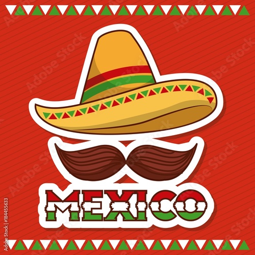 mexico hat and mustache poster invitation vector illustration