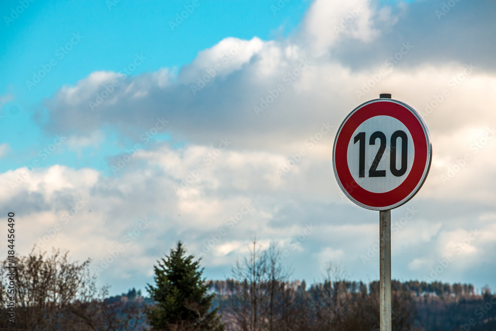 Traffic sign which means 120 kilometers per hour