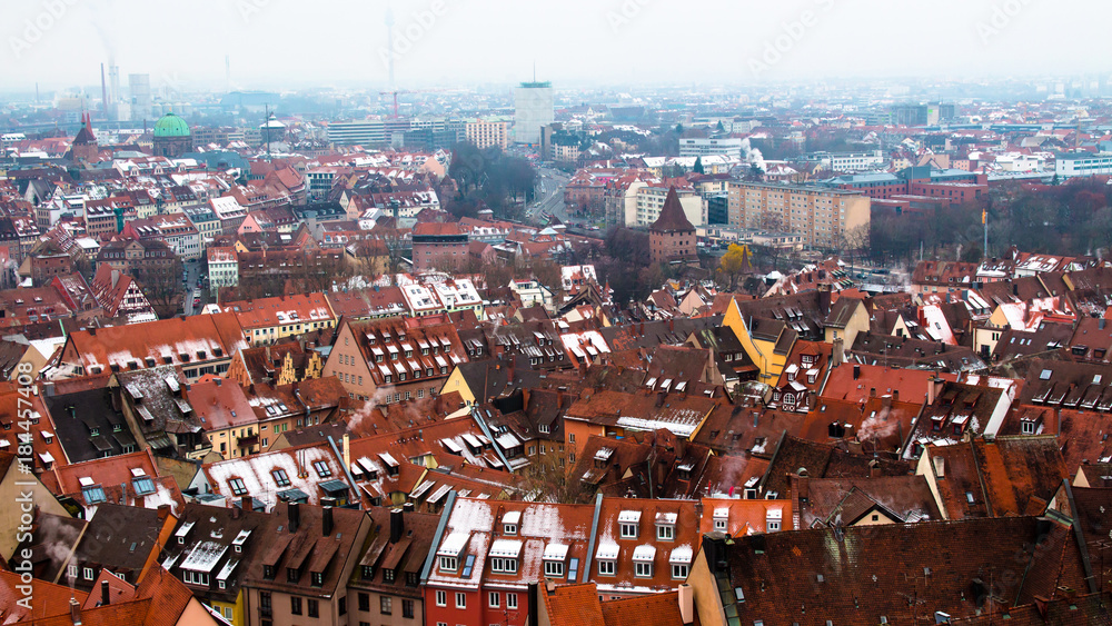 Fototapeta premium Cityscape of Nuremberg, Germany, in a winter day.