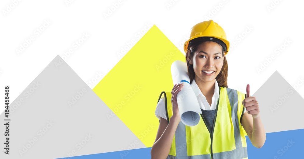 Fotografie Woman Construction worker with minimal shapes