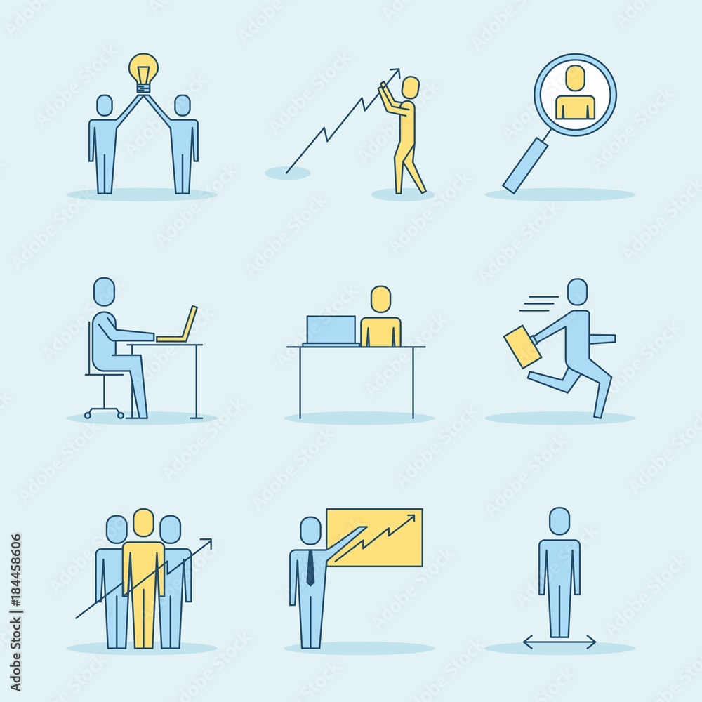 business people teamwork icon set in thin line style vector illustration business people teamwork icon set in thin line style vector illustration