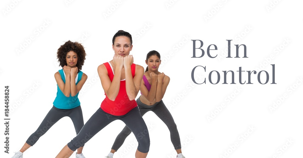Be in Control text and fit women exercising Be in Control text and fit women exercising