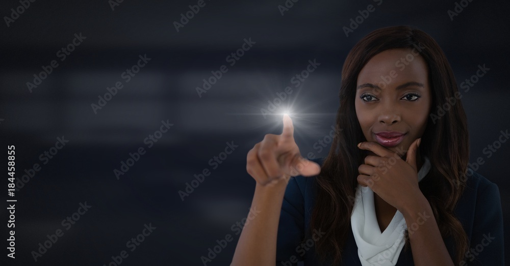 Obraz premium Businesswoman touching air glow