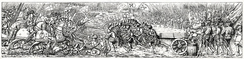 Battle of Marignano, 1515, relief from the tombstone of Francis I of France (from Spamers Illustrierte Weltgeschichte, 1894, 5[1], 163)