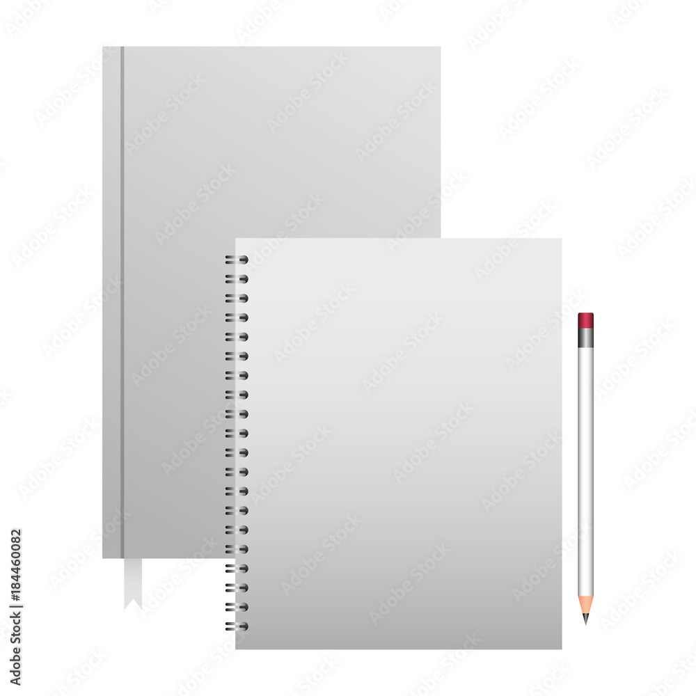 spiral notepad diary and pencil template branding and corporate identity blank vector illustration spiral notepad diary and pencil template branding and corporate identity blank vector illustration