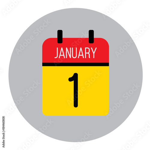 Calendar vector outline icon. The first of January