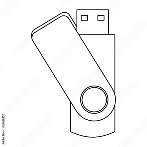 usb flash drive backup stationery office element vector illustration outline