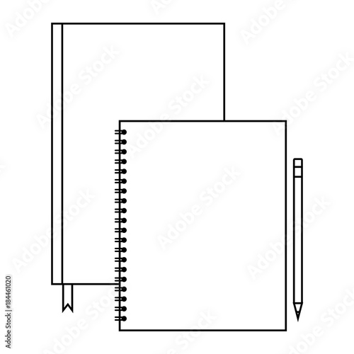 spiral notepad diary and pencil template branding and corporate identity blank vector illustration outline