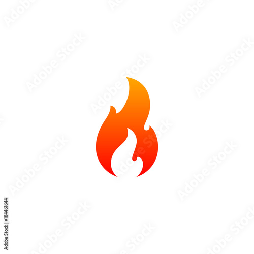 Fire flame icon vector template. Hot red orange fire flame for caution hot or spicy food. Vector logo symbol for oil, gas and energy concept flat design