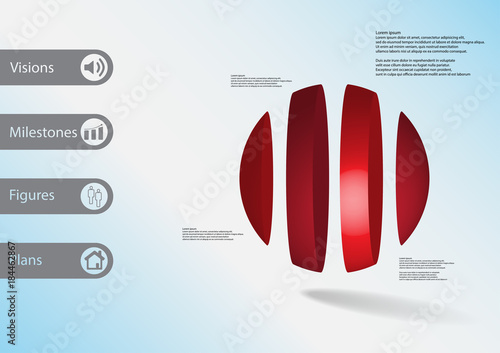 3D illustration infographic template with ball vertically divided to four parts