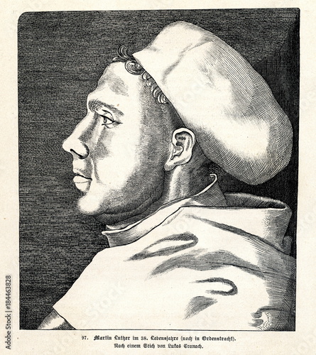 Canvas Print Luther as a friar at age 38 by Lucas Cranach the Elder (from Spamers Illustriert