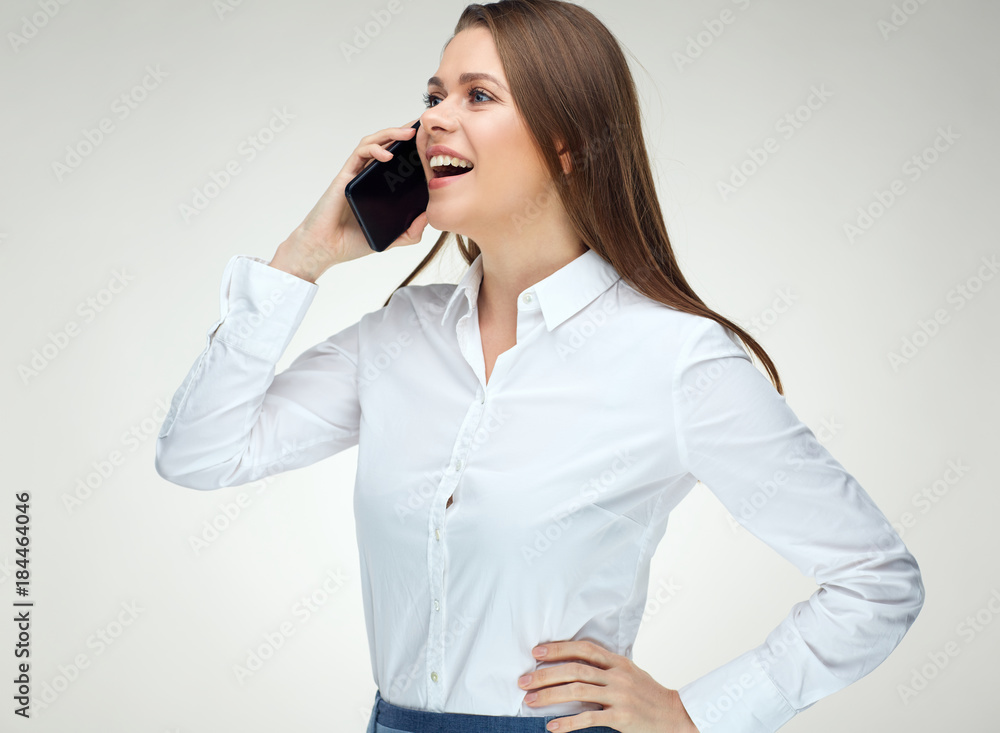 Businesswoman talking with smart phone. Businesswoman talking with smart phone.
