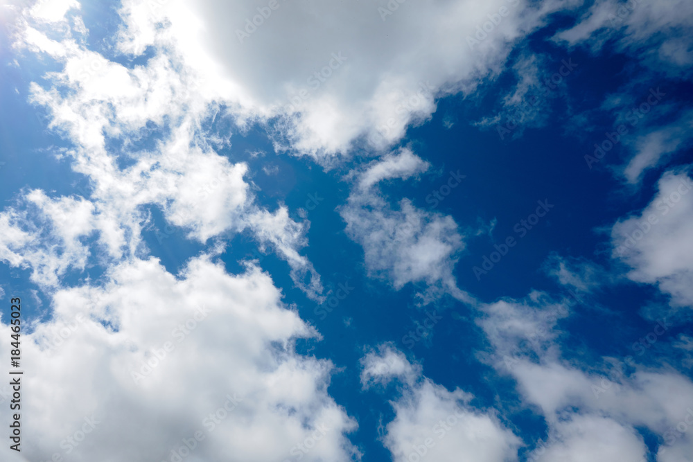 Blue sky with clouds and sun Blue sky with clouds and sun