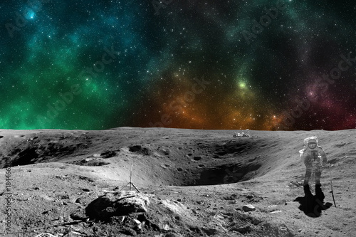 Astronaut on moon surface. Elements of this image furnished by NASA