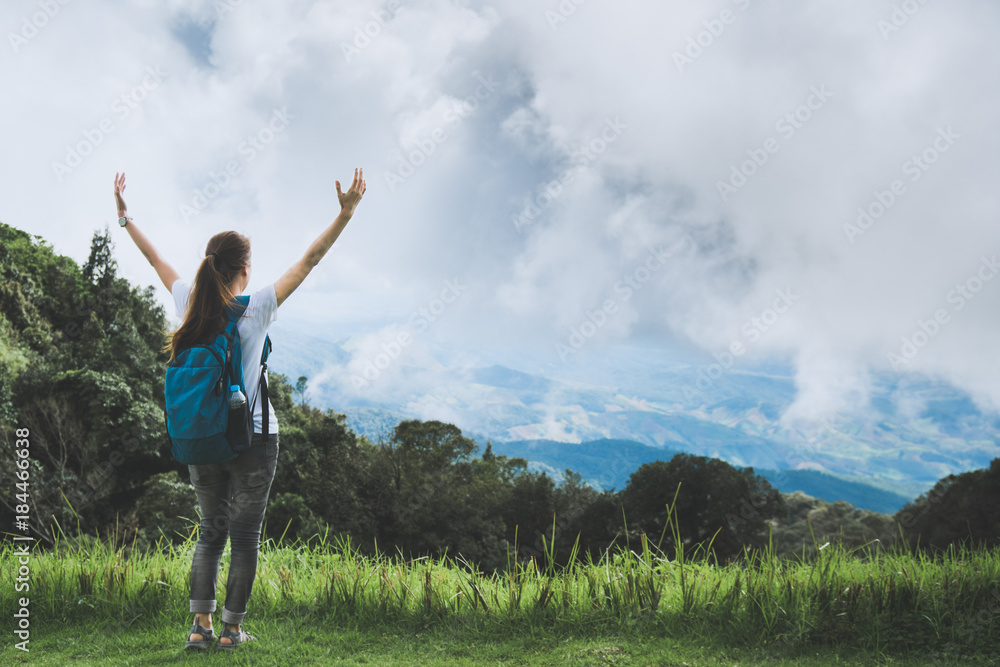 Happy outdoor women enjoying the outdoors and freedom. Copy Space Happy outdoor women enjoying the outdoors and freedom. Copy Space