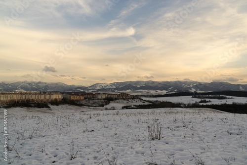Fototapeta Naklejka Na Ścianę i Meble -   View to the town Zilina from the park in winter. Slovakia