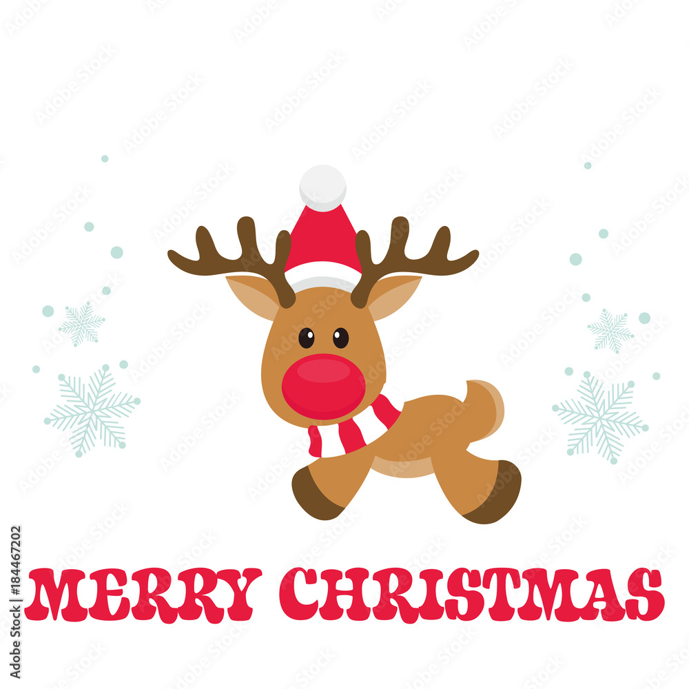 cartoon christmas deer vector with text cartoon christmas deer vector with text