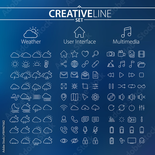 Big Collection of Weather, User Interface and Multimedia Icons