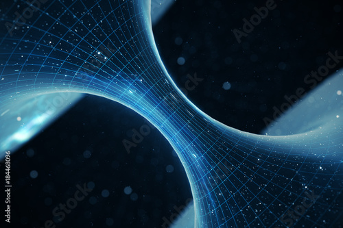 Fototapeta Naklejka Na Ścianę i Meble -  3D illustration tunnel or wormhole, tunnel that can connect one universe with another. Abstract speed tunnel warp in space, wormhole or black hole, scene of overcoming the temporary space in cosmos
