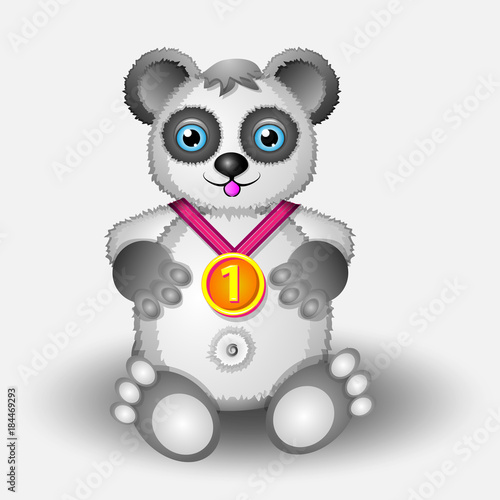 Panda with medal series of vector illustrations for children's creativity