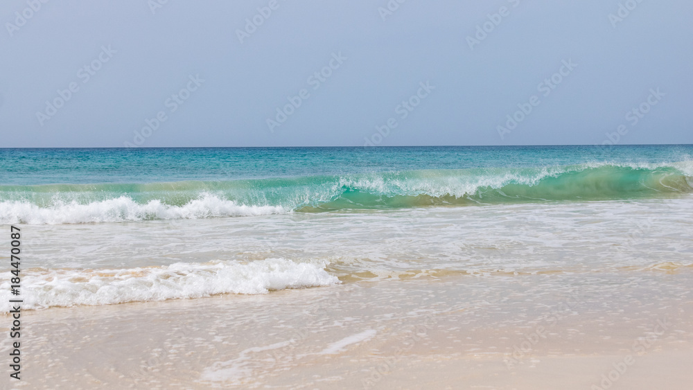 Atlantic Ocean waves crashing on Santa Monica Beach, Boa Vista, Cape Verde Atlantic Ocean waves crashing on Santa Monica Beach, Boa Vista, Cape Verde