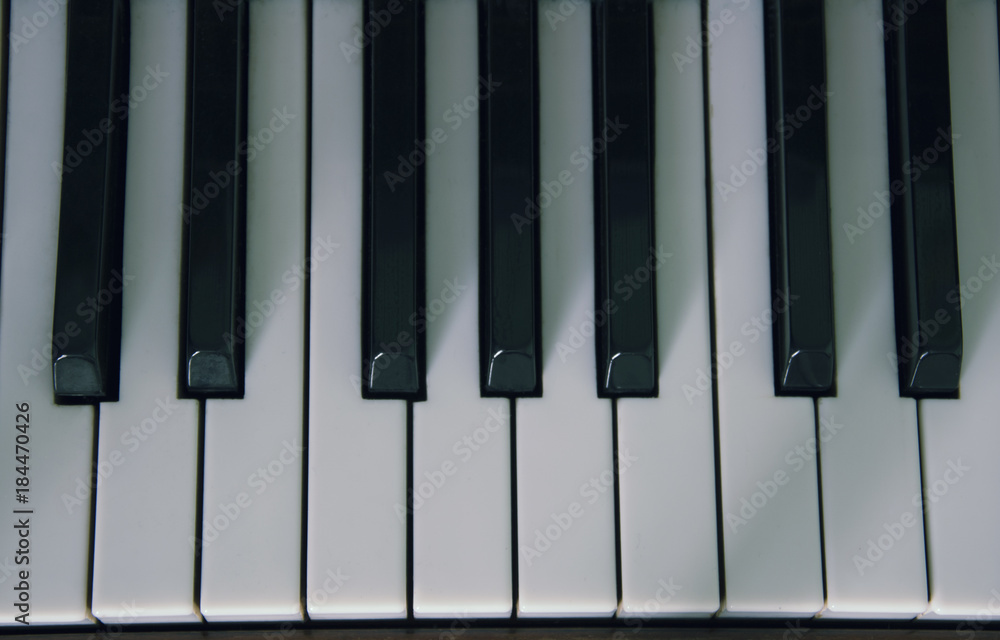 The keys of the classic piano, top view. The keys of the classic piano, top view.