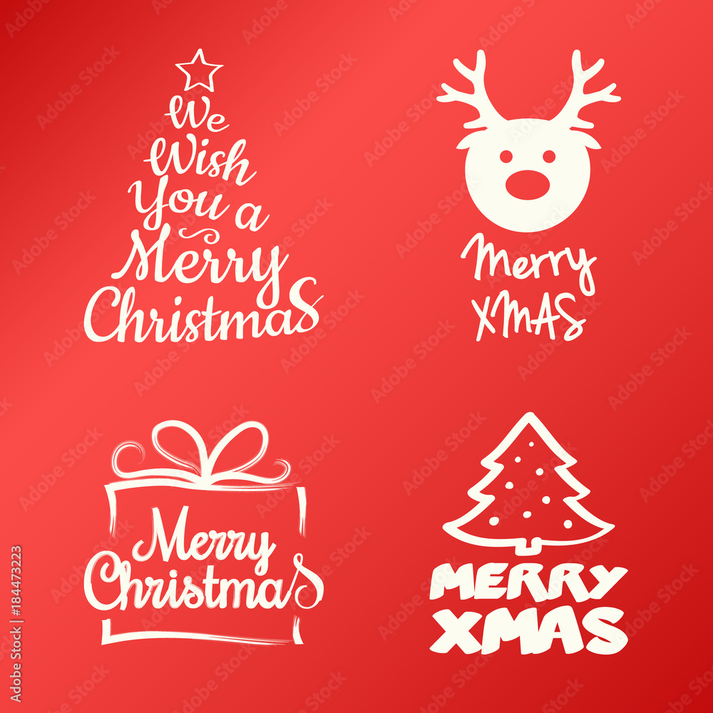 Collection of colourful Christmas ornaments with greetings. Vector. Collection of colourful Christmas ornaments with greetings. Vector.