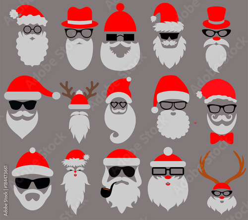 Hipster Santa, Santa Claus with beard and glasses