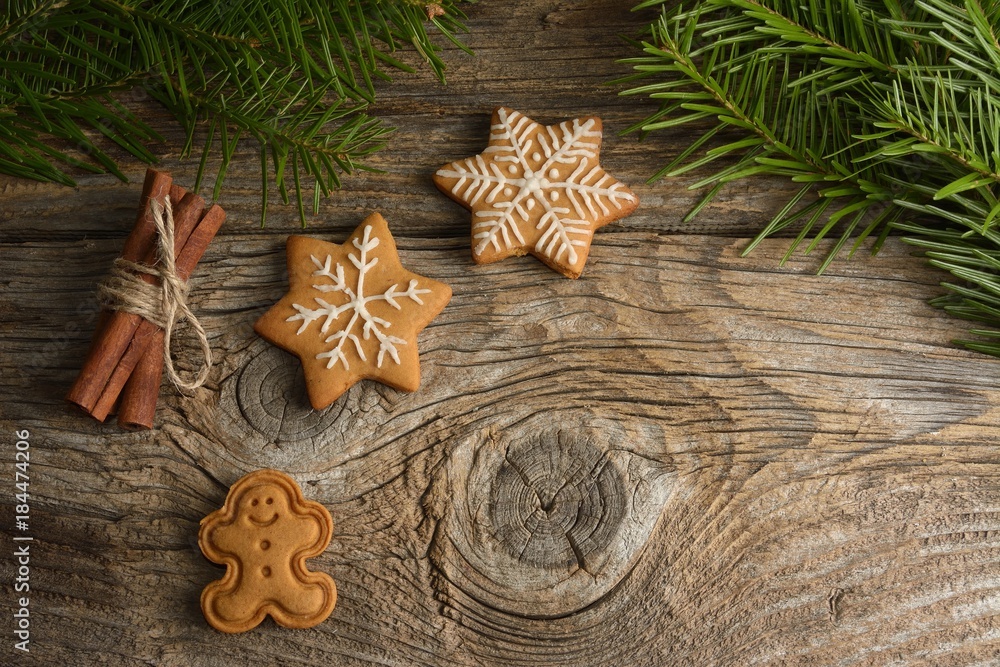 gingerbread cookies on wooden background gingerbread cookies on wooden background