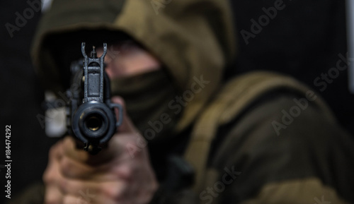 A soldier with a gun 