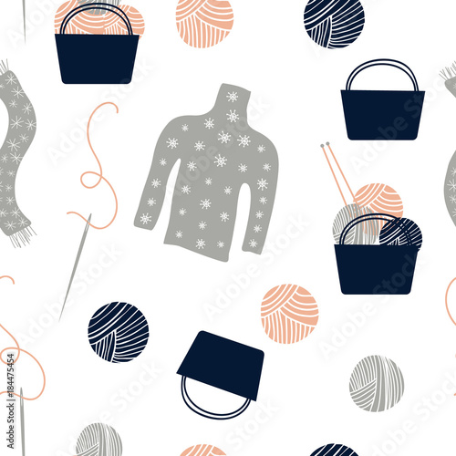 White knitting seamless pattern