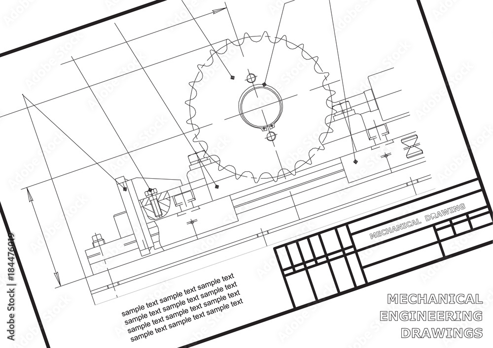 Mechanical drawings on a white background. Engineering illustration. Frame Mechanical drawings on a white background. Engineering illustration. Frame