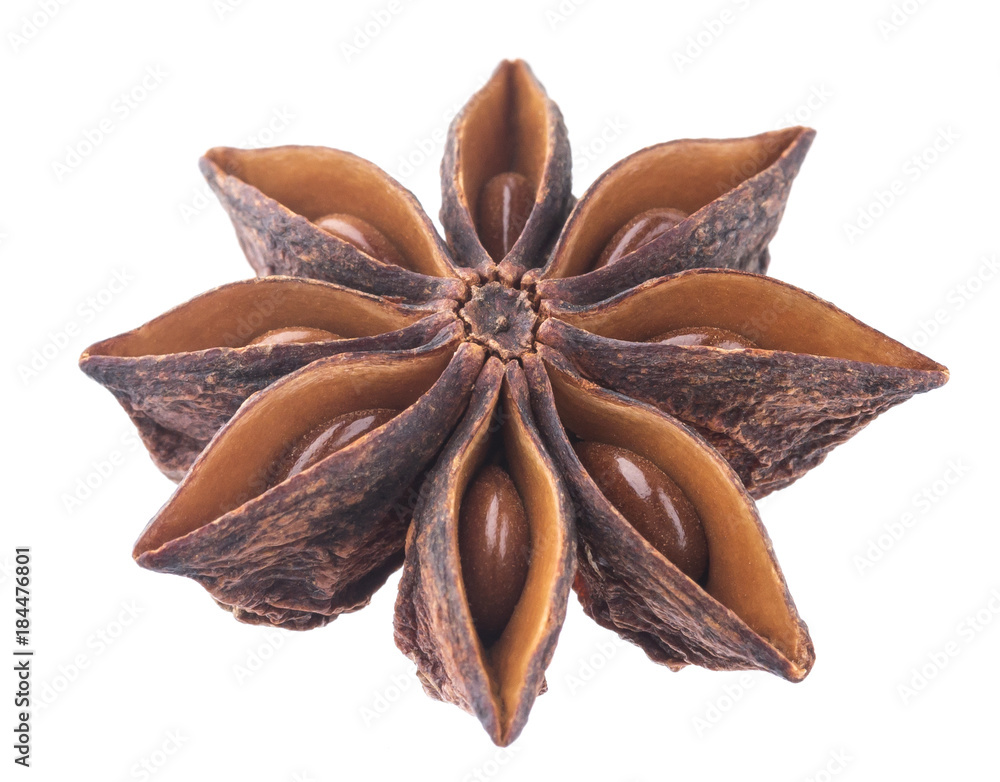 Single star anise isolated on white background closeup Single star anise isolated on white background closeup