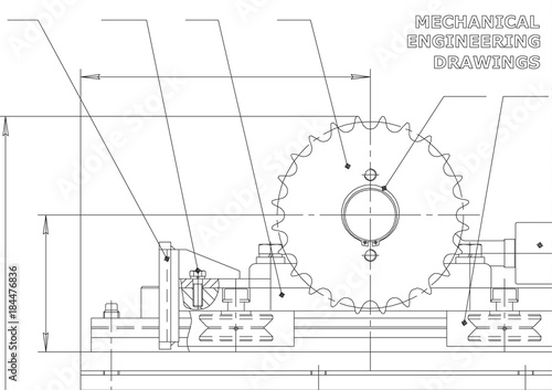 Mechanical engineering drawings. Vector Drawing. White