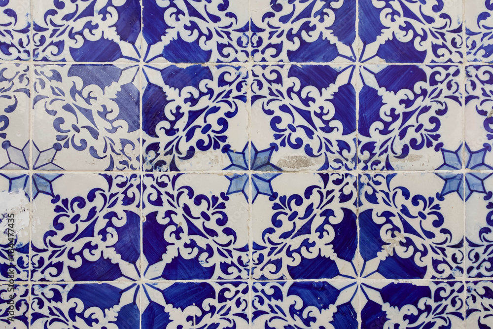 Close-up of tiles in Lisbon, Portugal