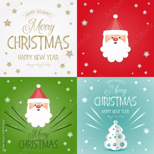 Merry Christmas Greeting Cards Set