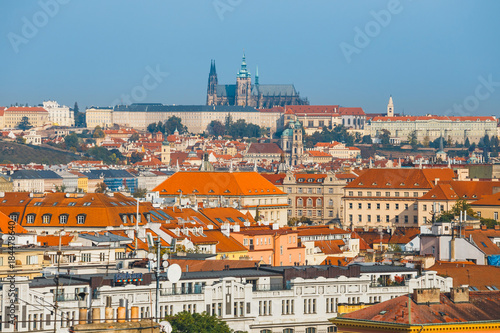View of Prague from the hill of Vysehrad fort, Czech Republic