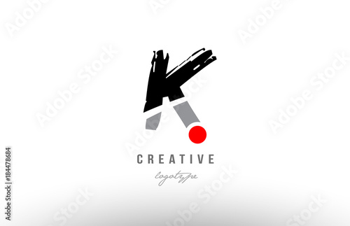 k grunge black grey alphabet letter logo icon design