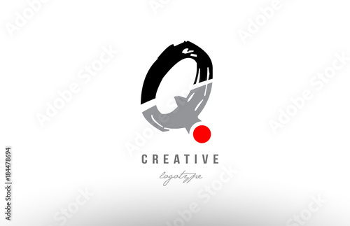 q grunge black grey alphabet letter logo icon design