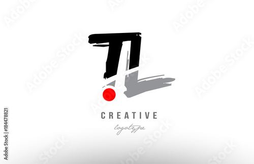 grunge red dot tl t l alphabet letter logo combination design photo