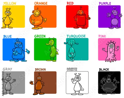 Obraz główne kolory edukacyjny zestaw edukacyjny film animowany z kosmitami