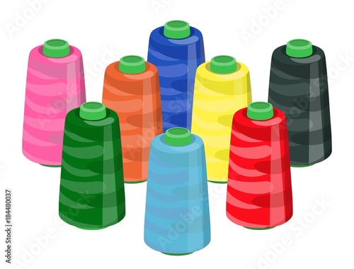 Set of spools with threads. Vector illustration