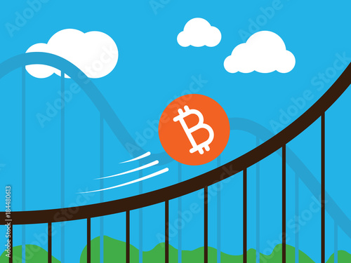 bitcoin coin on roller-coaster